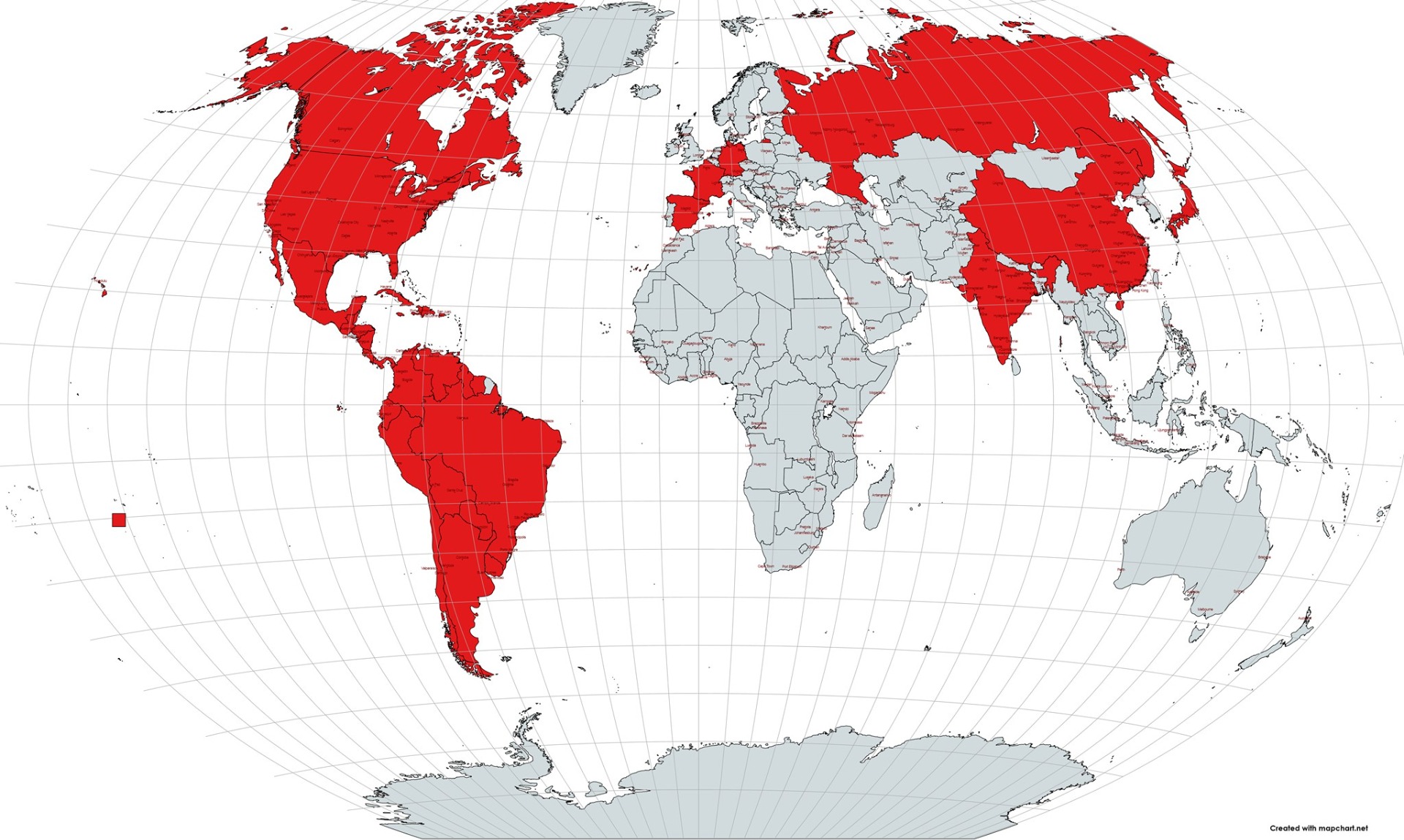 De hecho los paises marcados en rojo tienen restaurante en el mapa